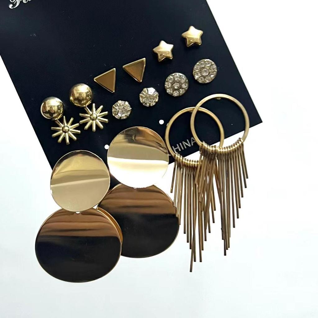 XP17 Gold Geometric Pearl Hoop Earring Set