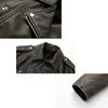Women's Washed Leather Jacket with Belt, Short Coat with Downgraded Zipper and Vintage Lapel Jacket