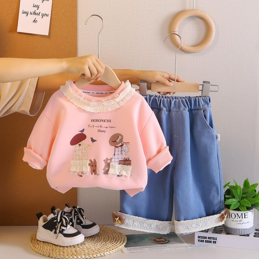 Kinder Freizeit Langarm Set, Bequeme Alltagsoutfits