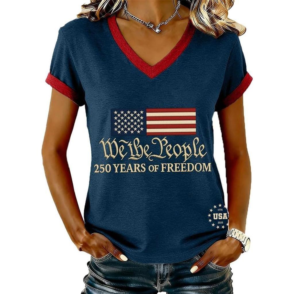 Women's Casual Round Neck Short Sleeve Pullover Printed T-Shirt Top
