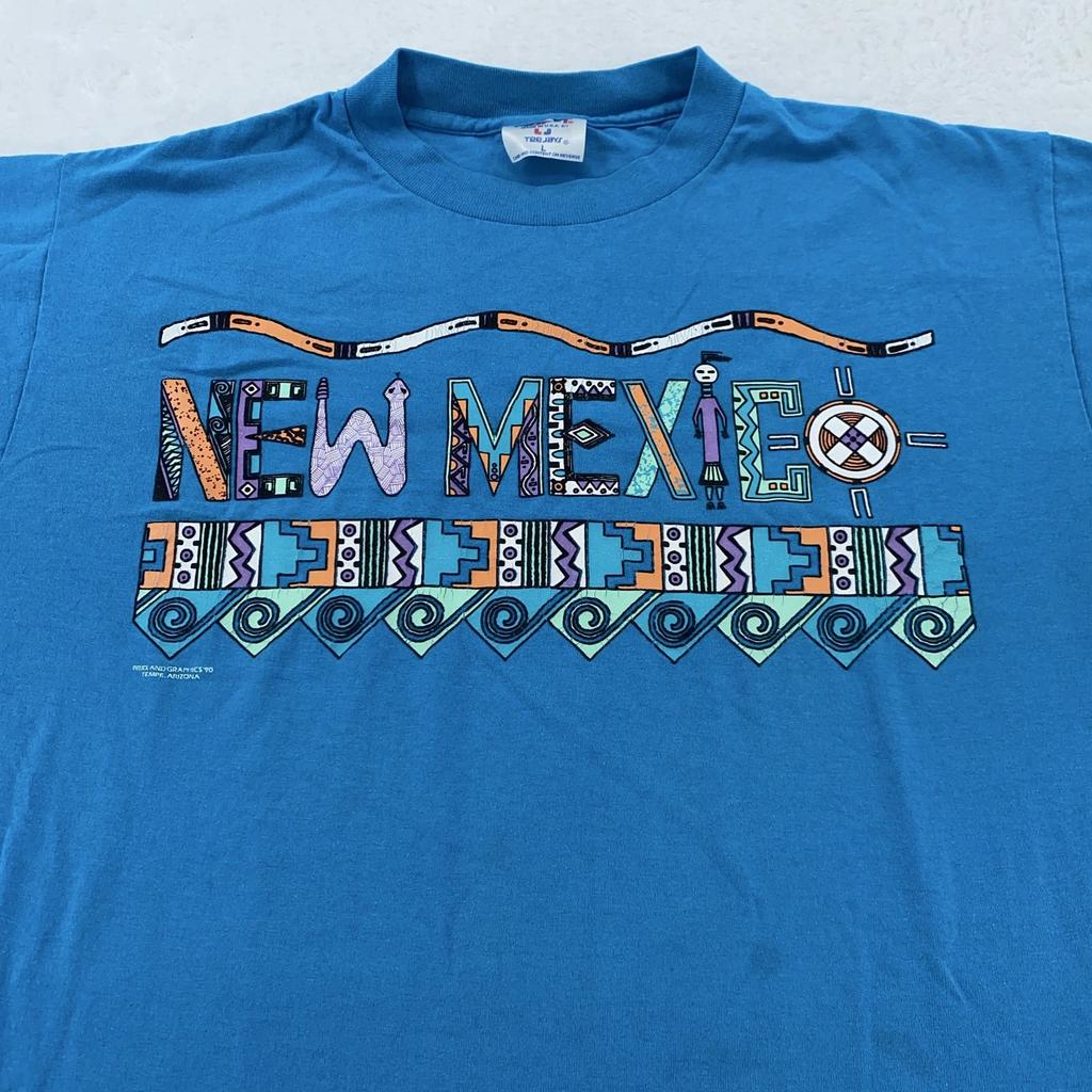 Vintage New Mexico Shirt Mens Large Tribal Graphic Southwest Tee Made USA 90s