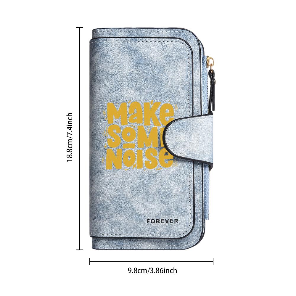 Trendy Text Print Long Wallet Casual Multislot Portable Purse Stylish Slim Daily Carry Wallet