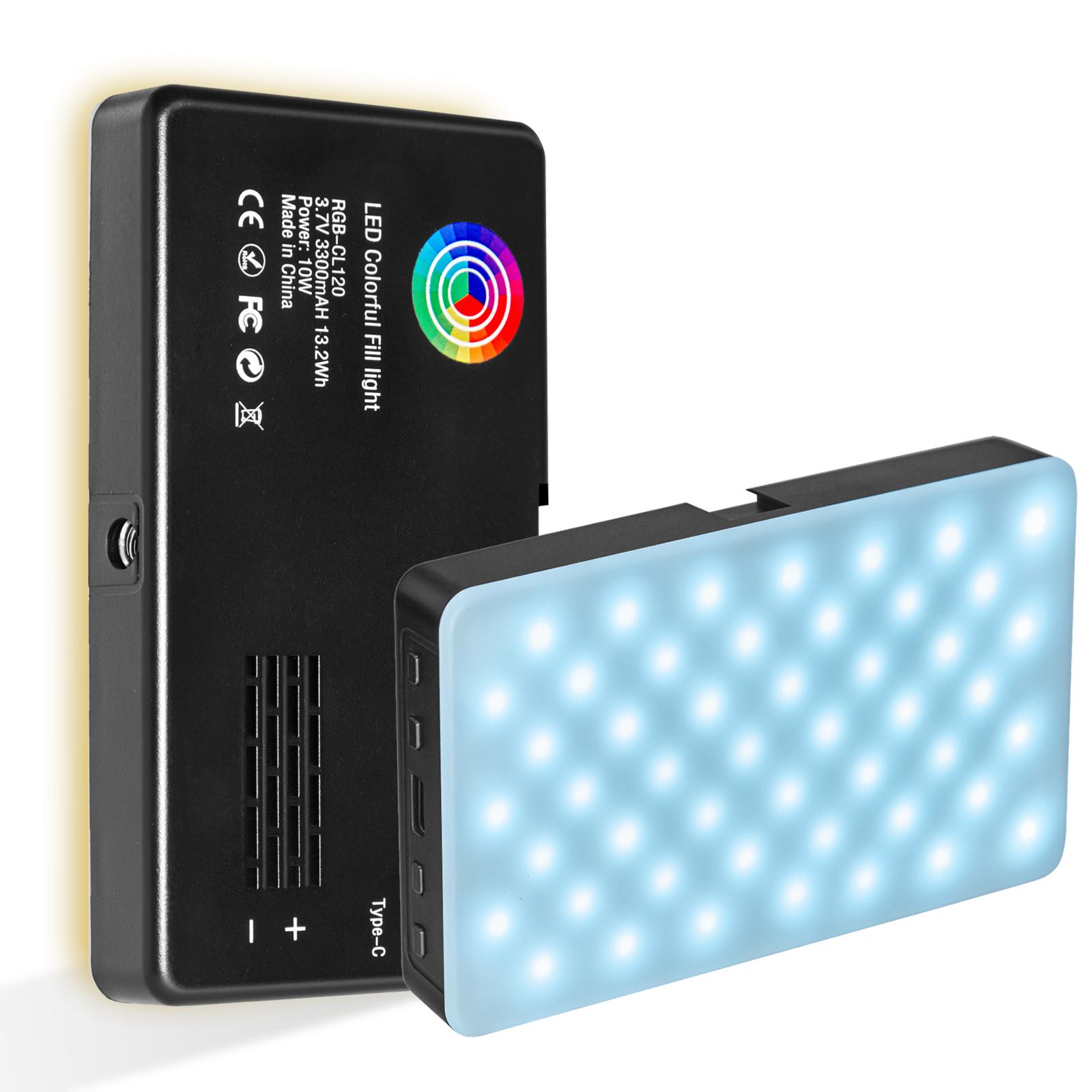 

2500K-9000K Двухцветный светодиодный RGB светильник для камеры, полноцветный выход, комплект видеосвета, регулируемая панель, CRI 95+, перезаряжаемый, 3100 мАч чёрный