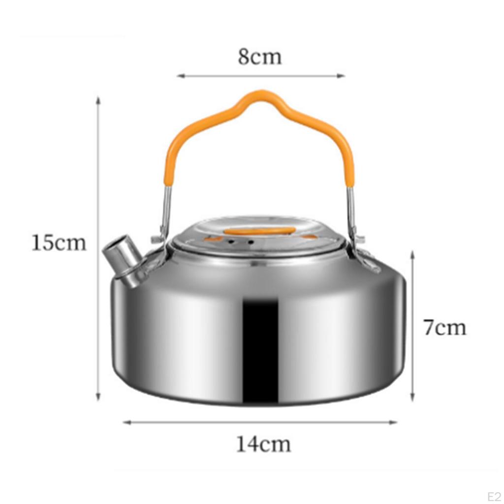 1L Camping Kettle Camp Tea Pot Teakettle Stain Resistant Cook Water Boiler Stainless Steel
