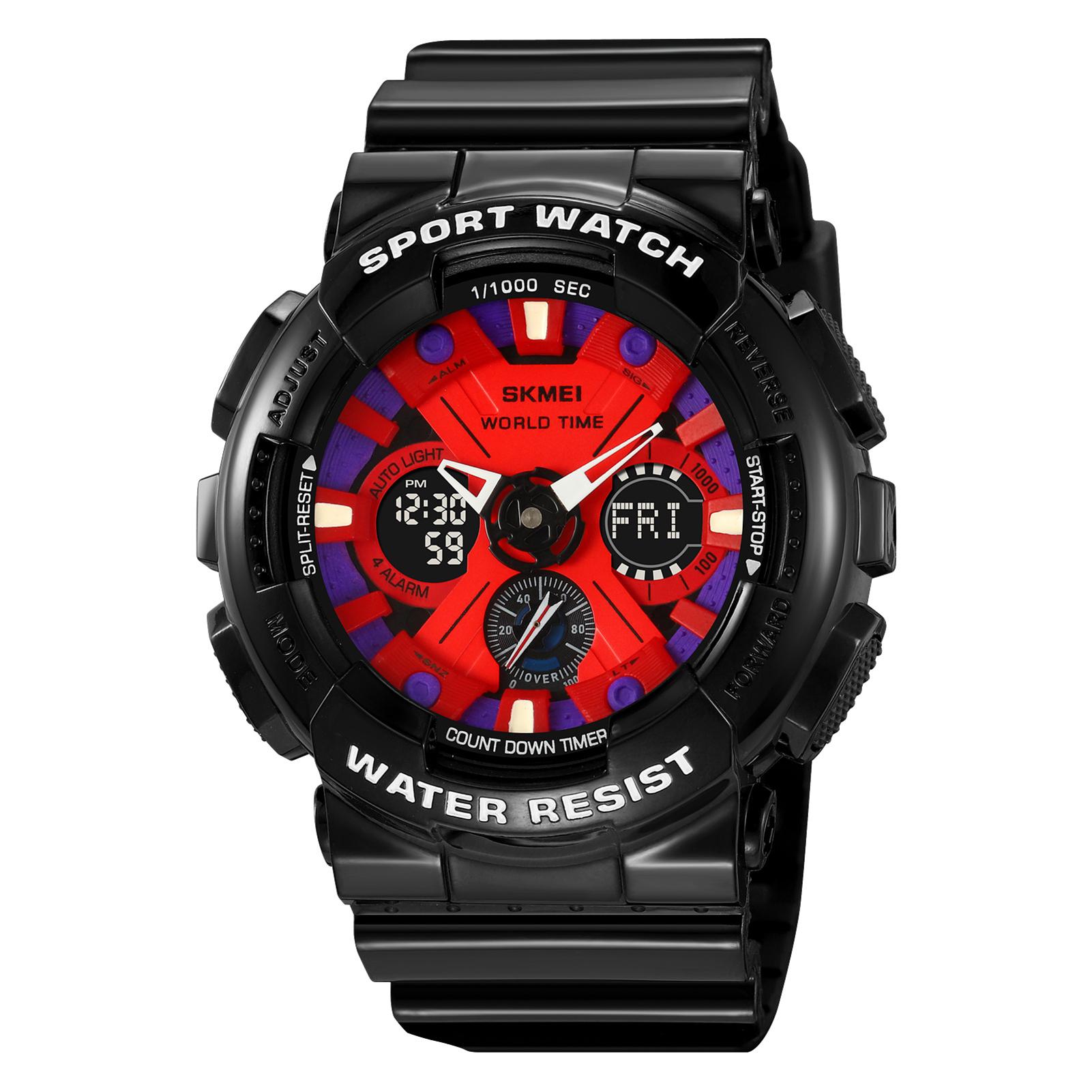 

SKMEI Чоловічий годинник Модний спортивний наручний годинник Підсвічування Водостійкість 50 м Світовий час Секундомір синій/чорний