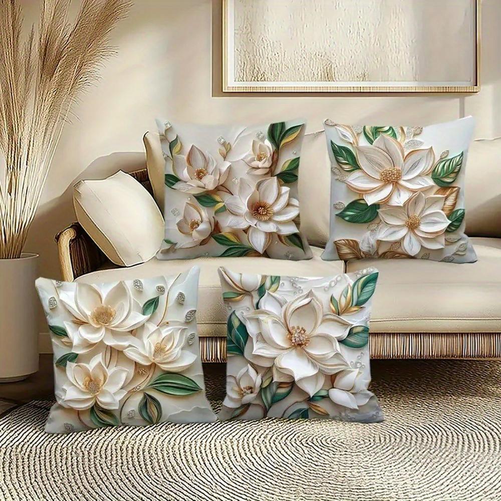 Floral Art Cushion CoverBedroom Sofa Decorative Cushion Cover With Zipper Soft Cushion Cover