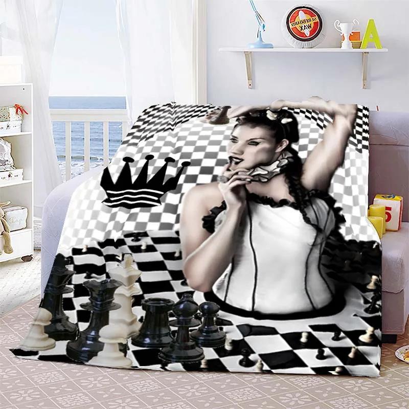 Chess Printed Flannel Blanket Chess Lovers Gift Blanket Blanket