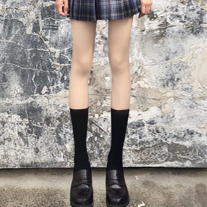 Jk Black White Long Socks for Women Lolita Solid Knee High Velvet Socks Girls Fashion Kawaii Sexy Cosplay Nylon Socks S-XL