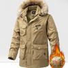 Men's Autumn Winter Parkas Jacket Windproof Vintage Quality Casual Thick Warm Cotton Parkas Jacket Coats Fur Collar Fashion Hat Parka Men