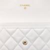 Chanel 24P Classic Double C Logo Quilted Glossy Grain Calfskin Silver Metal Card Holder Women Accessories White AP0214-B15532-10601