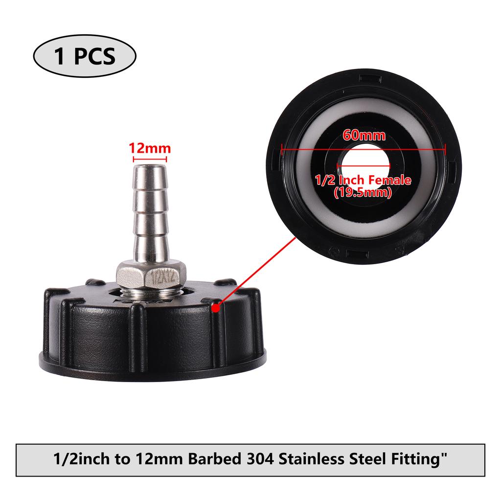 S60 Coarse Thread IBC Tank Adapter 6/8/10/12/14/16/18/20/25mm 304 Stainless Steel Fittings IBC Portable Adapter IBC Tank Adapter