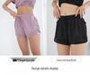 Damen Plus Size Schnelltrocknende Mesh Sport-Yoga-Shorts mit Anti-Exposure und Fake-Zweiteiler-Design