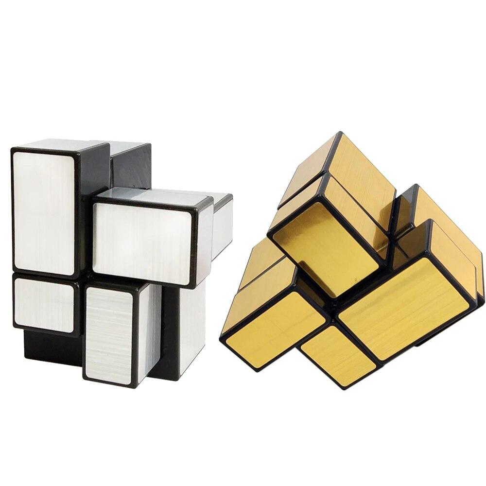 Speed Cube Geduldspiel Ungarische Rolle 2 Linie Spiegel Poliert 2x2 SengShou Gespiegeltes Würfelpuzzle SENGSO Einzeln Gold Silber Farbe
