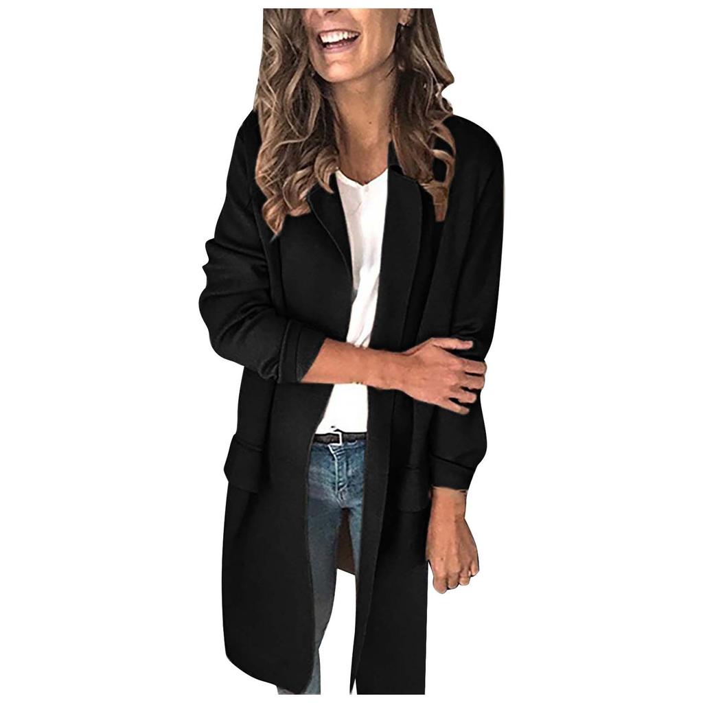 Women's Fashion Solid Color Long Sleeve Decorative Pocket Casual Jacket