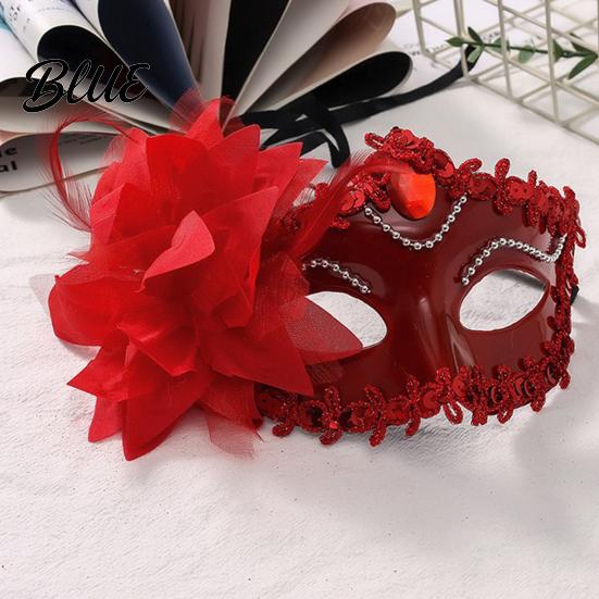 Venetian Style Mask Half Face Masquerade for Women Mesh Flower Rhinestone Mask Costumes Accessory Halloween Carnival Prom Ball Party