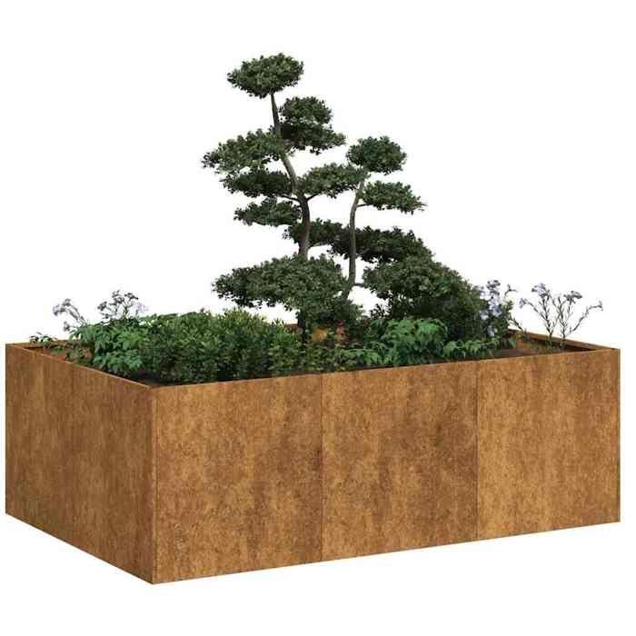 VidaXL Jardinière rouillé 120x80x40 cm acier inoxydable, pot de fleurs, support de plantes, lit surélevé, support de 860751