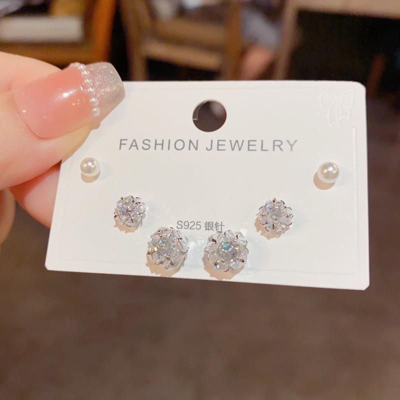 Elegant Mini Zircon Ball Stud Earrings Set Sweet Chic Tiny Dangle Earring Women Daily Wear Party Gift