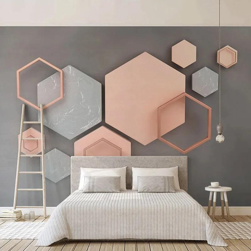 Carta da parati murale geometrica astratta stereo 3D moderna semplice creativa arte murale pittura soggiorno tv sfondo decorazione della parete