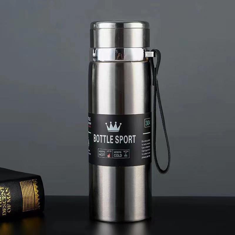 Stainless Steel Solar Thermos Cup with Lanyard - Large Capacity, Portable, Insulated for Outdoor Sports and Car Use