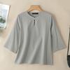 ZANZEA Blusa da donna a maniche 3/4 a girocollo in cotone ampio a tinta unita