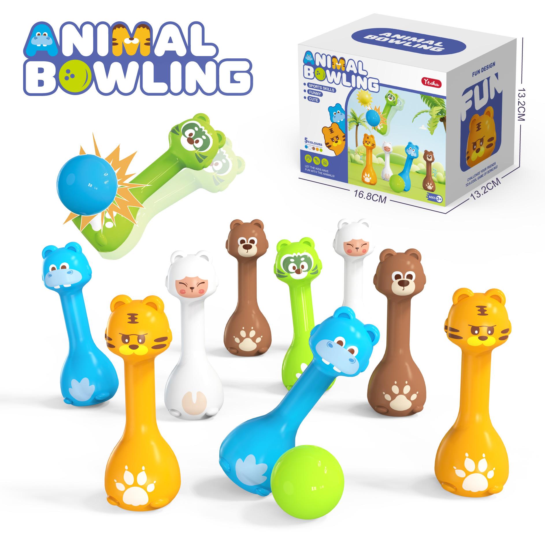 Bowling Kinderballspiele Spielzeug Tierstile Eltern-Kind-Interaktion Lernspielzeug Indoor- & Outdoor-Unterhaltung blue