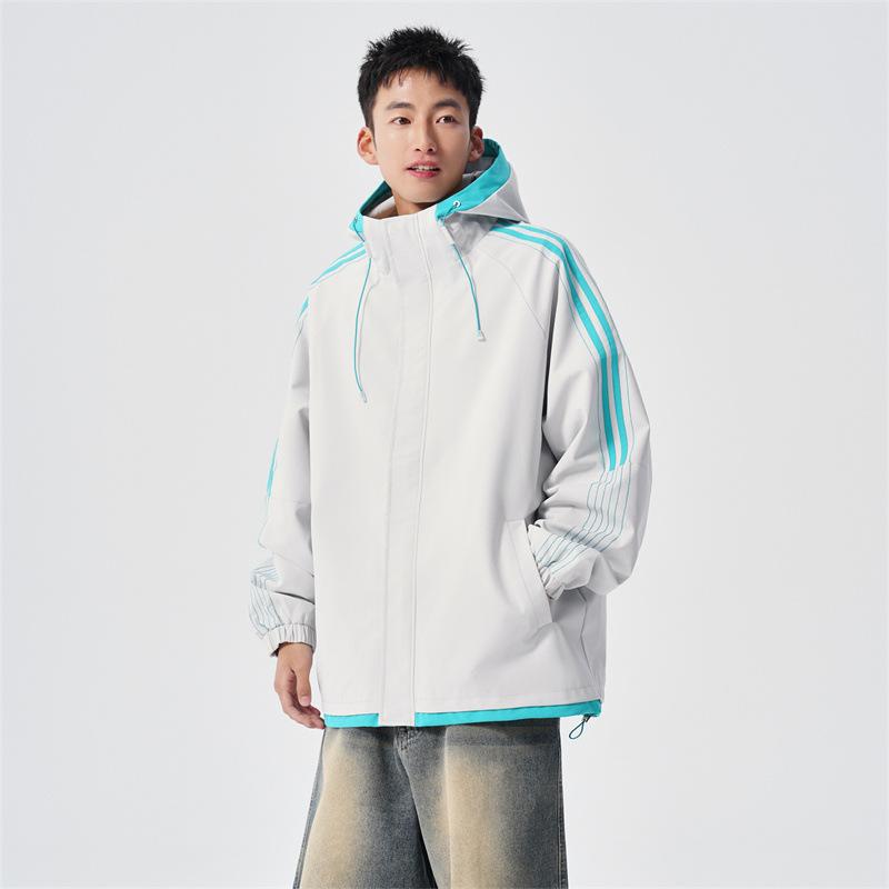 Hooded Jacket for Men and Women Stripes Autumn and Winter New Couple Loose Youth American Light Luxury Fashion Casual Top Jacket