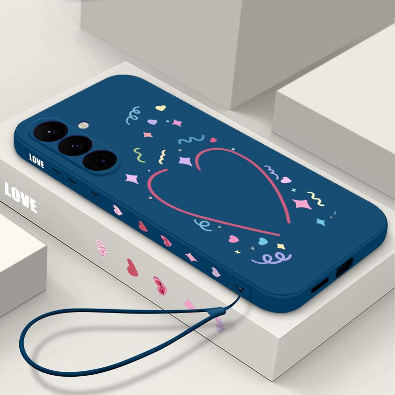 Lovely Heart Pattern Case For Samsung Galaxy S26 S25 Ultra S24 S23 S22 Plus S21 FE A15 A16 A17 A35 A36 A54 A55 A56 5G Soft Cover