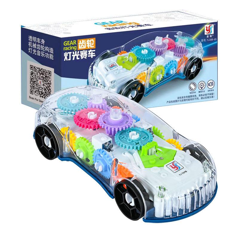 

Детская интерактивная машинка с прозрачным механизмом, работающая от электричества, с подсветкой и музыкой