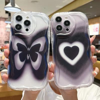 Creme Welle Silikon klar Soft Case süße Schmetterling Shell Handy transparente Rückseite Abdeckung für iPhone Samsung Xiaomi