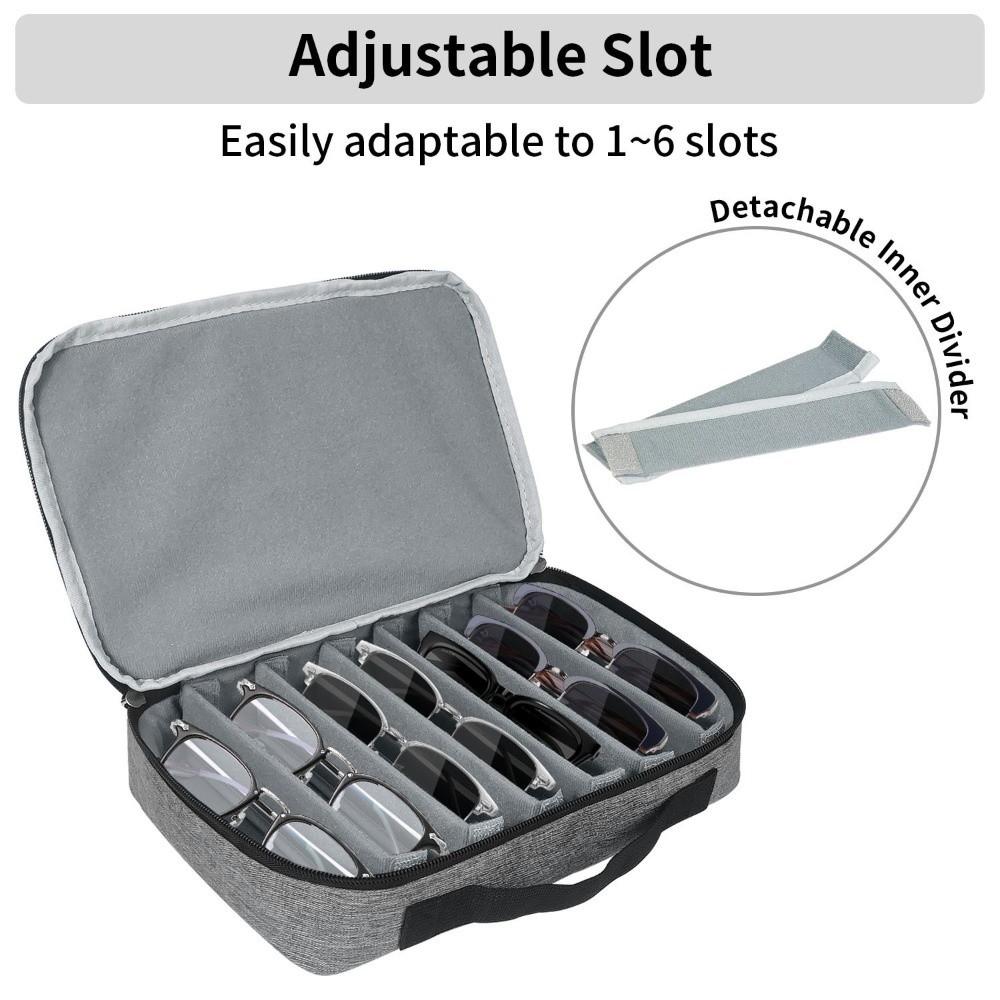 Removable Partitions Glasses Organizer Adjustable Slot Sunglass Storage Pouch