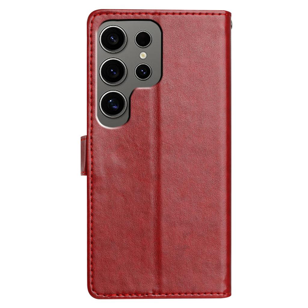 For Samsung Galaxy S24 Ultra Leather Phone Case Wallet Stand Cover with Handy Strap