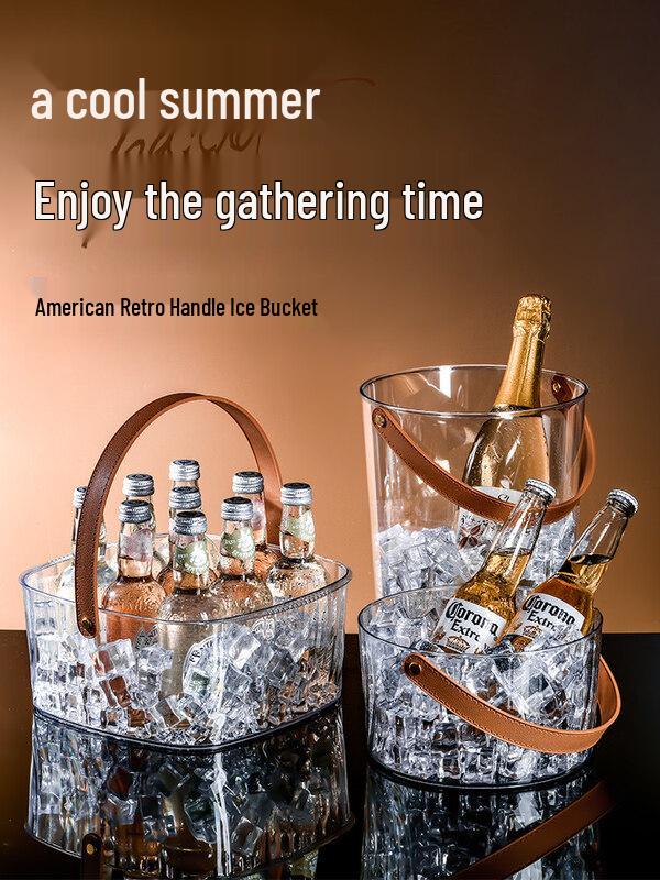 ZISIZ Transparent Glass Ice Bucket