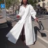 European and American Women's Clothing Elegant and Loose Casual Long-sleeved Split Hem Shirt Skirt Dress