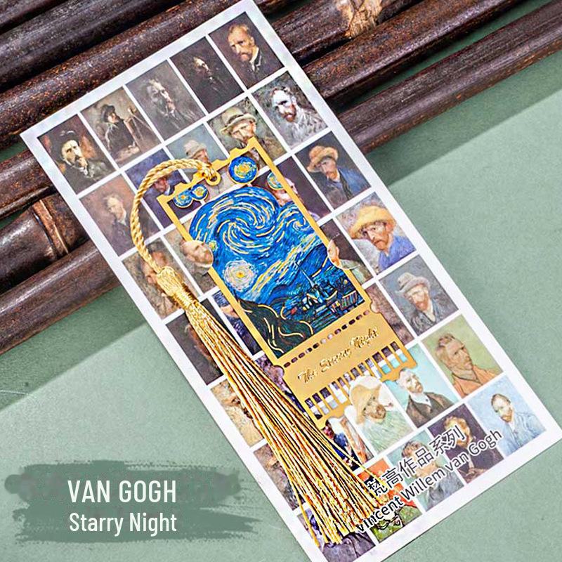 Set elegant de semne de carte metalice: Cutie cadou de Anul Nou pentru studenți, inspirată de pictura în ulei.