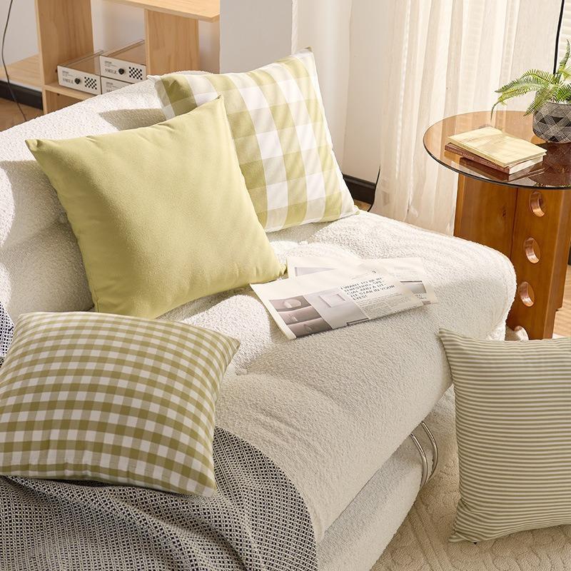 Spring Plaid Pillowcase B&B Office Core-free Backrest Small Fresh Pillow Single Student Dormitory Pillowcase