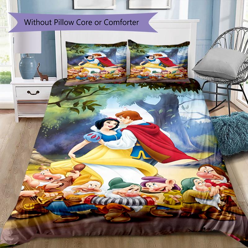 3pc Cinderella and Snow White Cartoon Children's Duvet Cover Set - Super soft (1*Duvet Cover + 2*Pillowcase, Without Core)