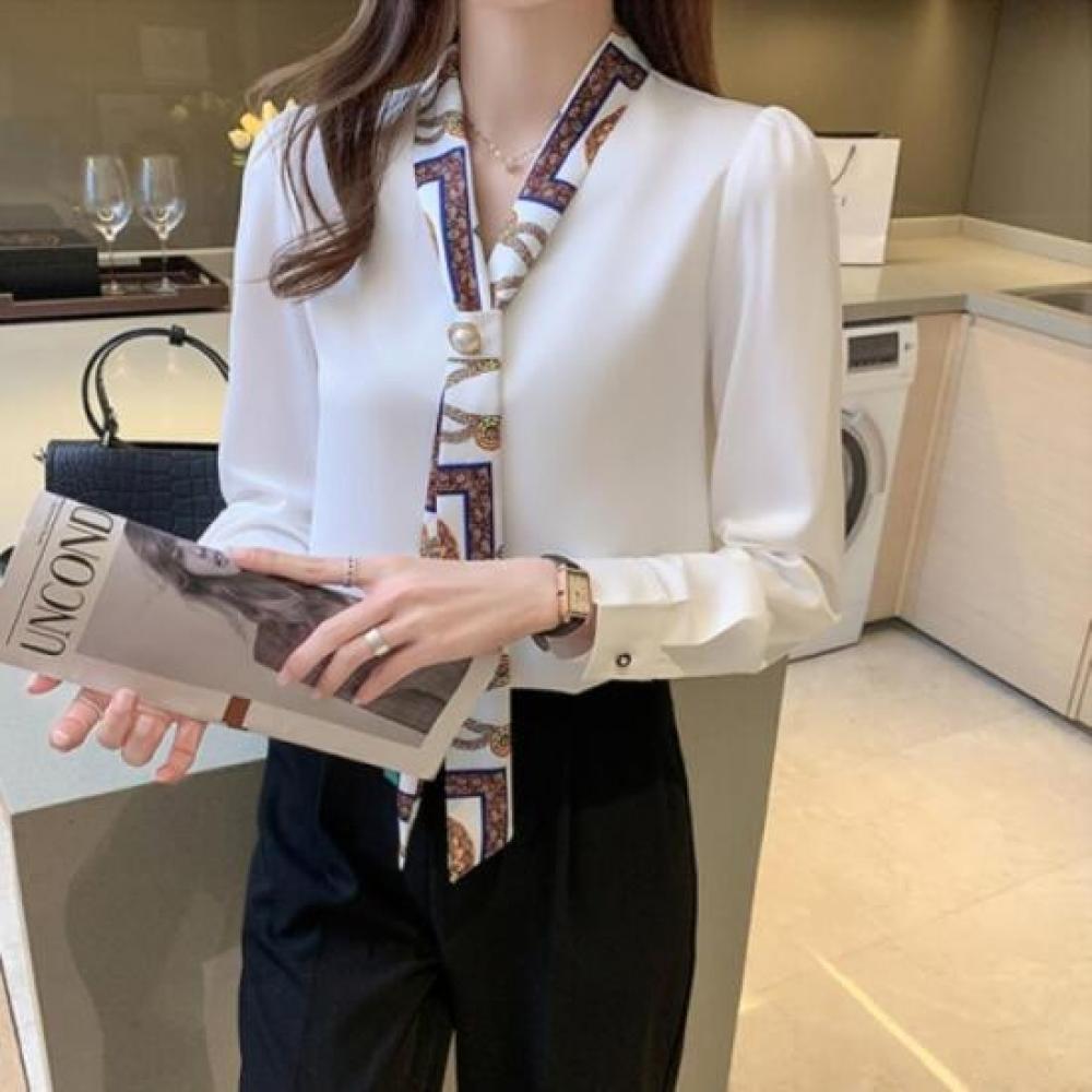 Dikeiro Blouse Women Office White Dk 2023 01