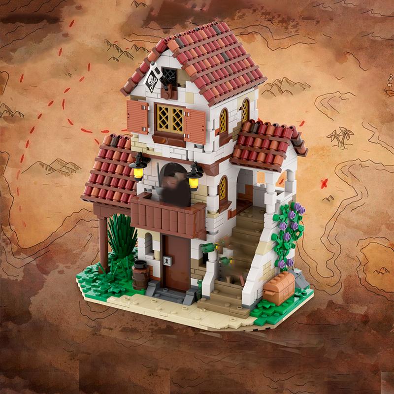 1404pcs MOC Pirates Inn Series 7 Model Building Blocks Construction Toys DIY Idea Christmas Gift Creative Education Brick Kids