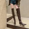 Fashion New Two Ways of Wearing Cowhide Cross Strap Over The Knee Boots Sexy Hot Girl Pole Dance 7cm High Heels Knight Boots Size 33-40