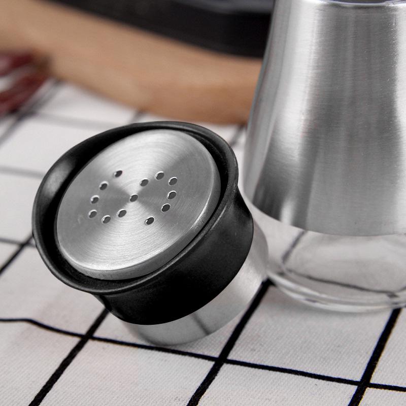 Stainless Steel & Glass Spice Jar Set - Modern Salt & Pepper Shakers