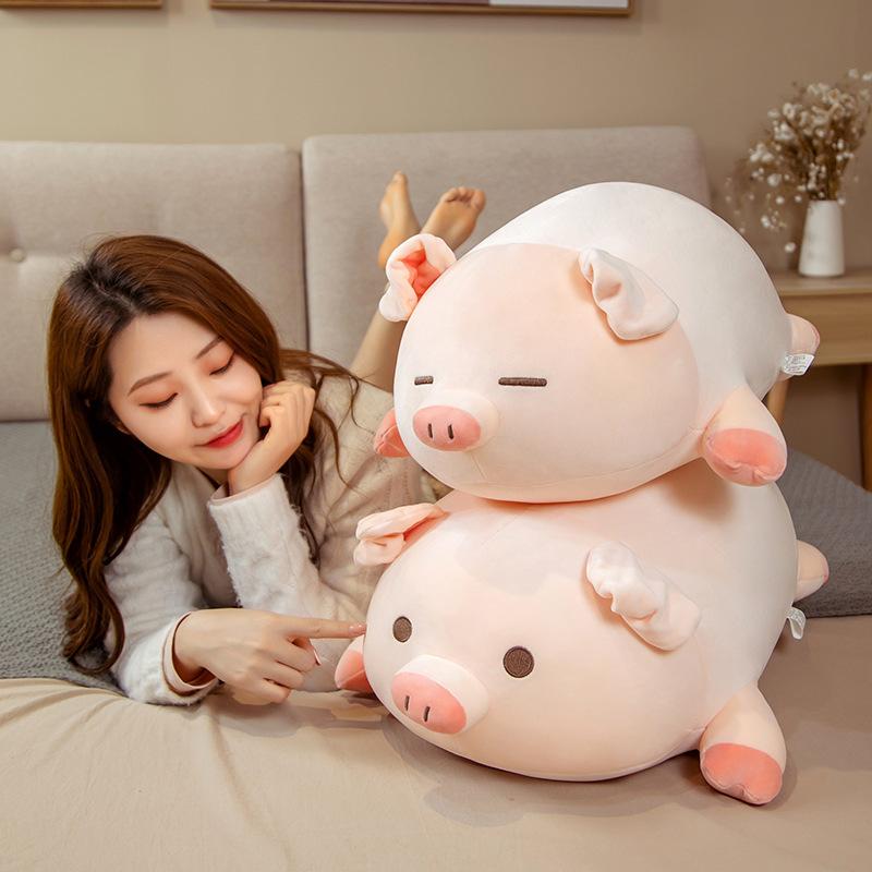 Internet celebrity simulation pig big throw pillow cute lying down pig plush toy doll girl bed holding doll