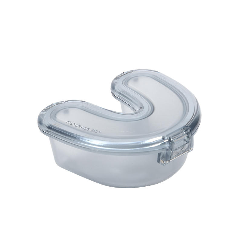

Denture Case Sealed U Shape Transparent Denture Box Mouthguard Container Simple Leak Proof Oral Care Denture Storage Container синий