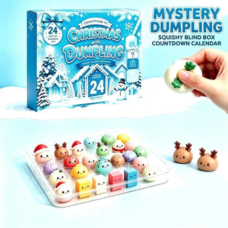 Christmas Dumpling 24 Days Advent Calendar Slow Rise Safe Stress Relief Kids Toys Holiday Gifts Party Favors