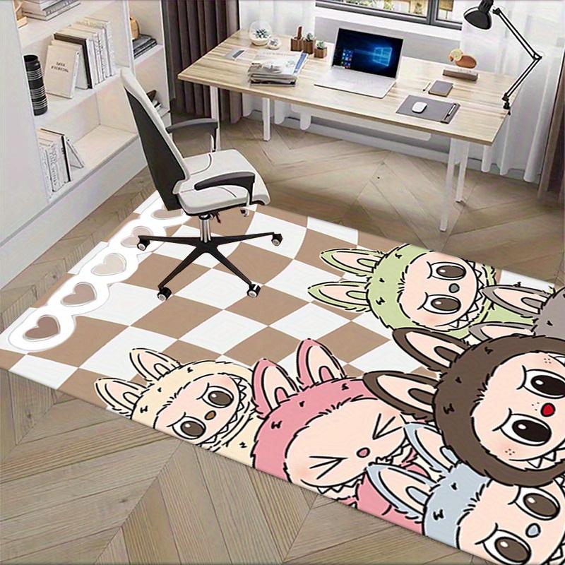 1pc LABUBU, Cute, Cartoon Office Carpet Soft Polyester Entrance Carpet Washable Non Slip Machine Was