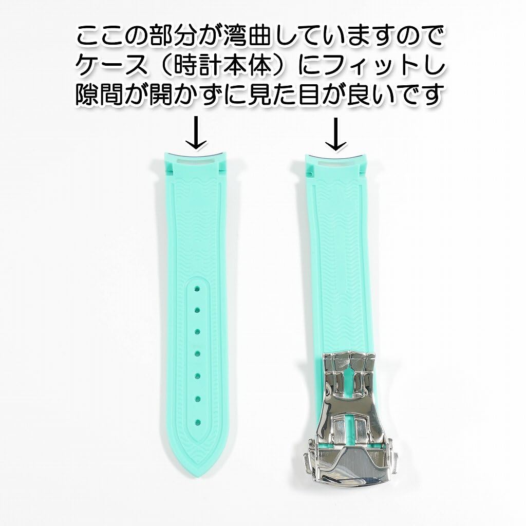Swatch X OMEGA Rubber Strap with Blue Turquoise D-Buckle (Dark & Green/POLAR LIGHTS)
