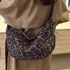 New Premium Textured One-shoulder Student Class Bag Autumn Commuter Leopard Print Tote Bag
