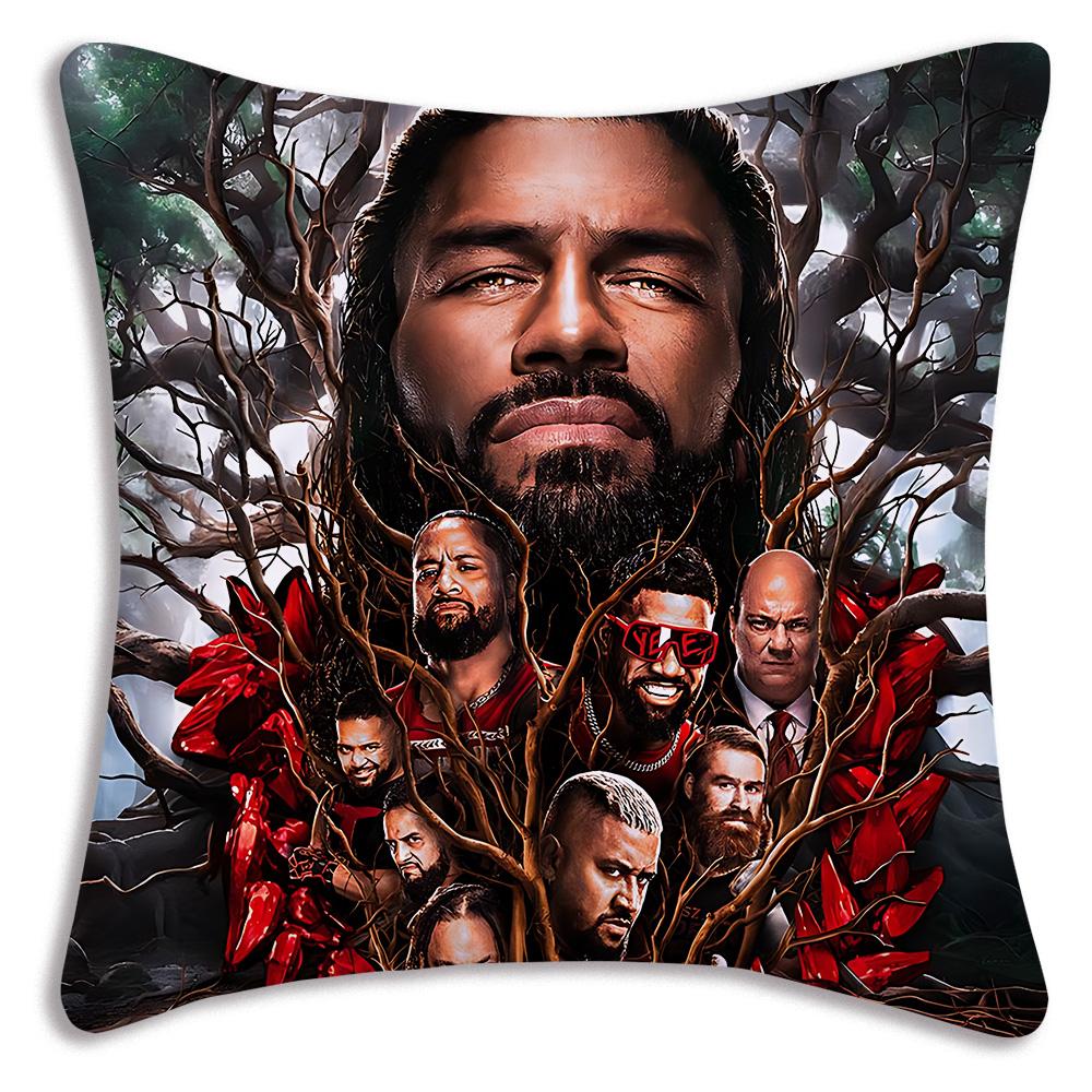 W-WWE LOGO W-WrestleMania Pillow Covers Cartoon Sofa Decorative Home Double-sided Printing Short Plush Cute Cushion Cover