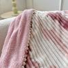 Ink-wash Painting Striped Blanket, Double-Sided Sofa Throw, Flannel Blanket for Air-Conditioned Afternoon Naps