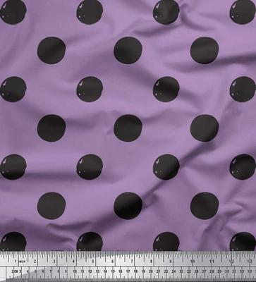 Tissu Crêpe Satiné Violet Japonais Cercles Imprimés Géométriques Au mètre 42 Pouces