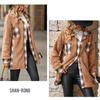 Turndown Collar Plaid Plush Jacket Women's Single Breasted Long Sleeved Coat Medium Length Loose Warm Outerwear Autumn and Winter New Fashion